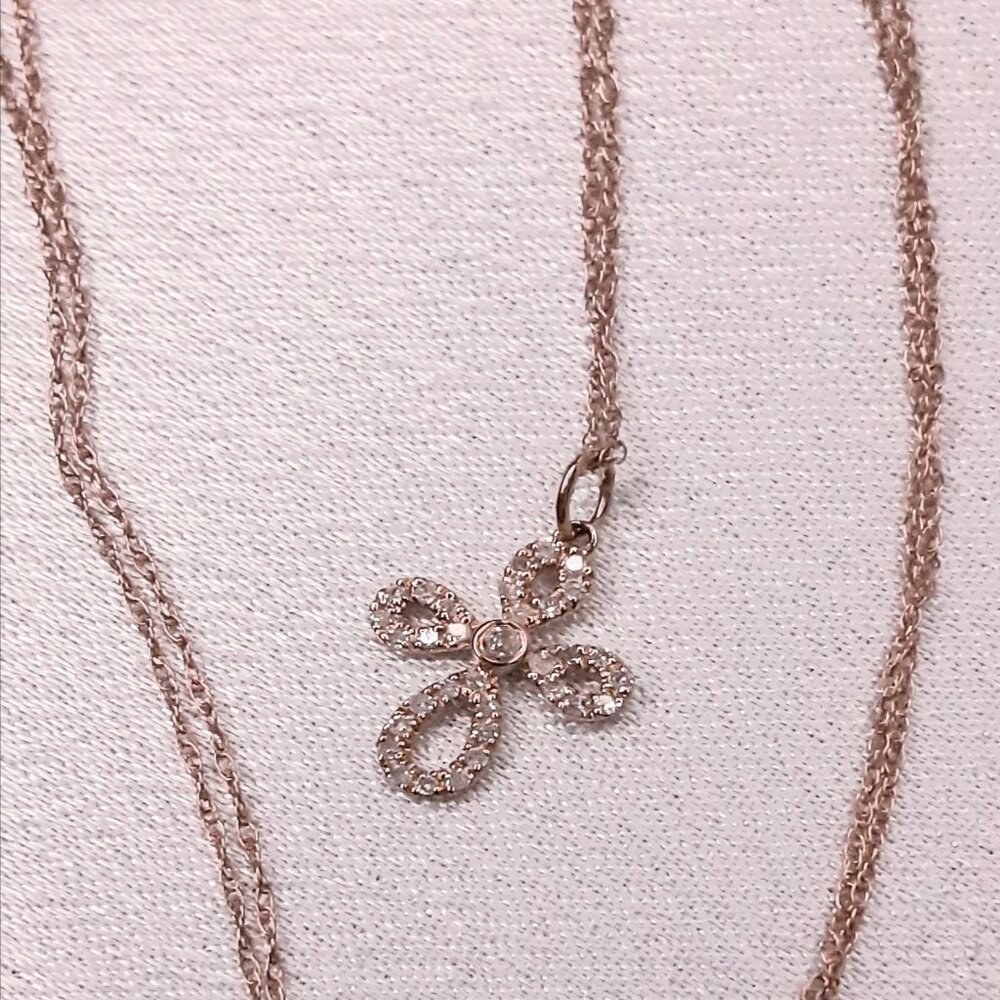HOST PICK!! NEW 14kt Rose Gold and Diamond Cross Necklace - Picture 5 of 11